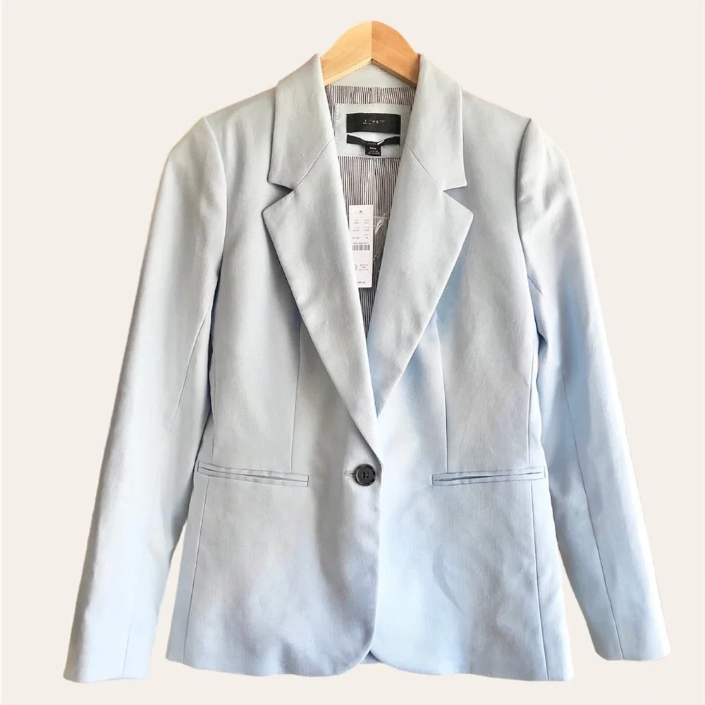 J.Crew Parke Blazer stretch linen blend light blue powder 50s pastel - Picture 1 of 7